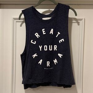 Spiritual Gangster Heather Blue Tee with White 'Create Your Karma' Graphic